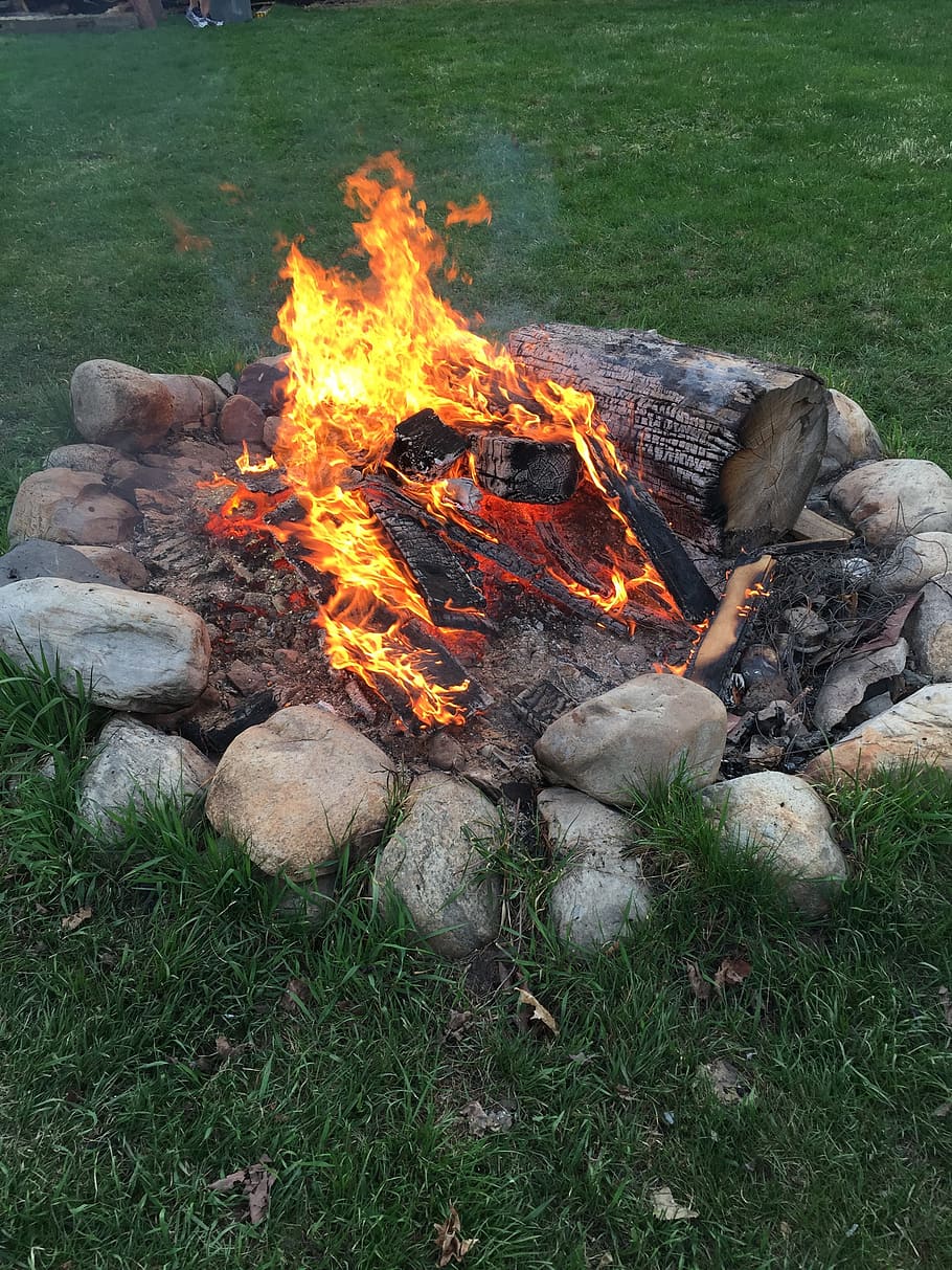 fireplace, outdoor, heat - temperature, burning, flame, fire - natural phenomenon HD wallpaper