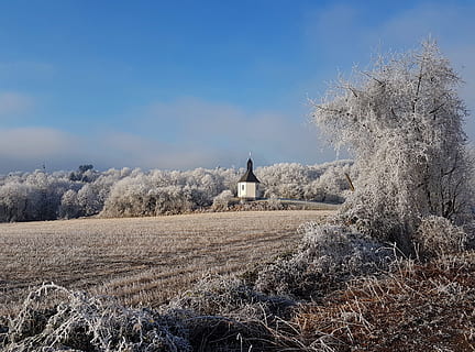 Winter, Chapel, Snow, Wintry, Landscape, church, snowy, cold HD wallpaper