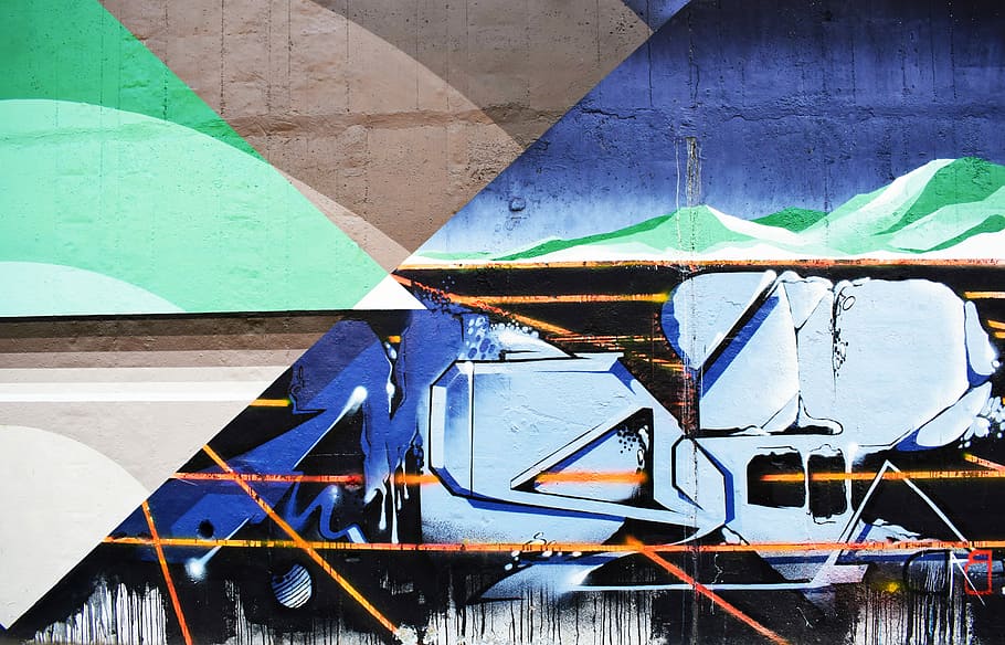 graffiti of train, multicolored abstract painting, wall, art, HD wallpaper