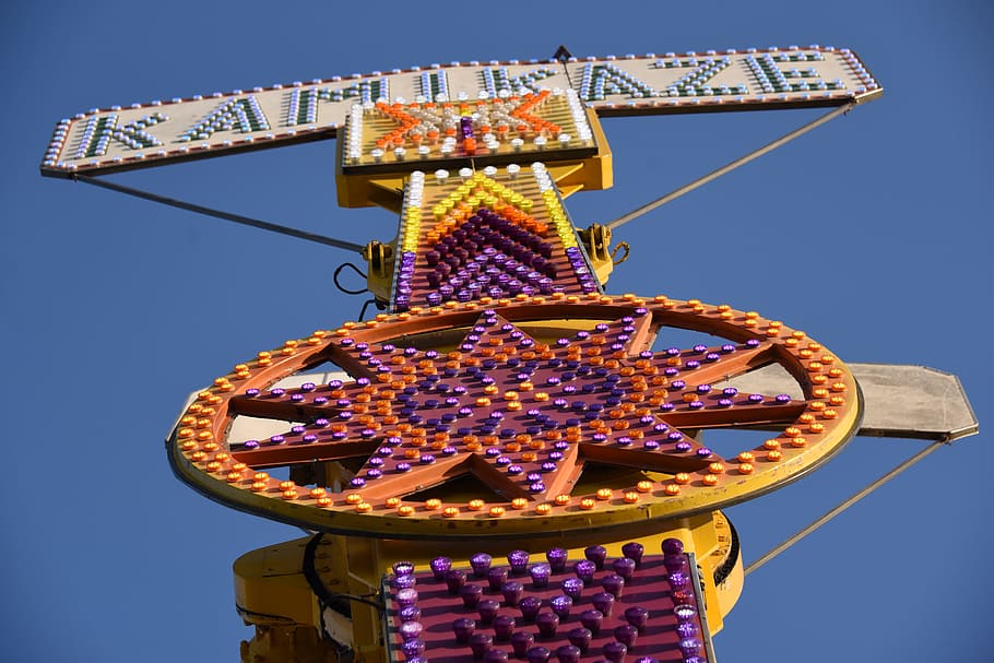 Kamikaze, Carnival, Ride, Vertical, Fun, fair, outdoor, fear, HD wallpaper