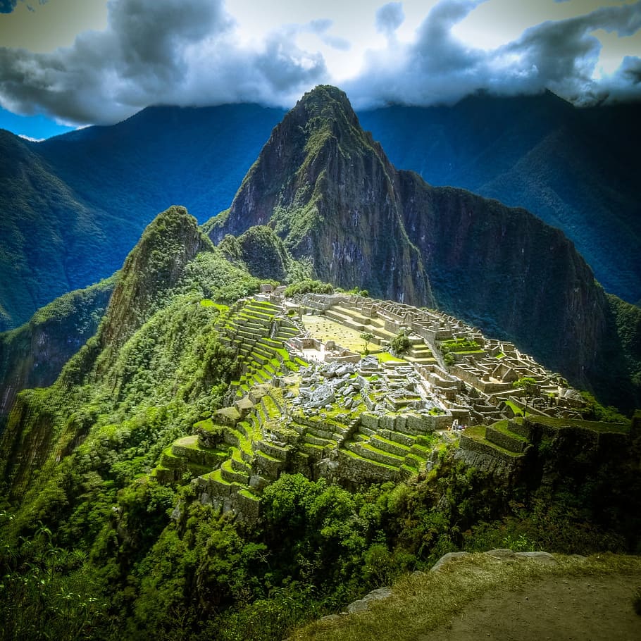 landscape, mountains, hills, cliffs, clouds, green, trees, scenics - nature HD wallpaper