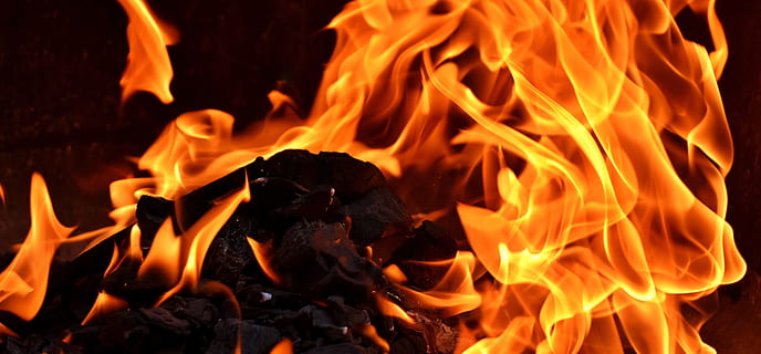 Fire, Flame, Carbon, Burn, Hot, Mood, campfire, fireplace, grill HD wallpaper