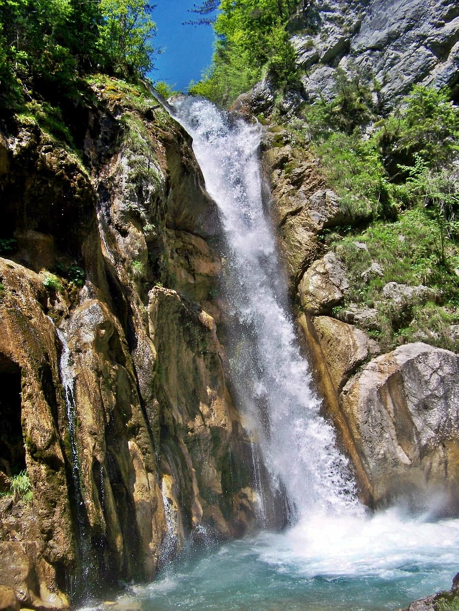 natural spectacle, waterfall, rapids, basin, karawanken, carinthia, HD wallpaper