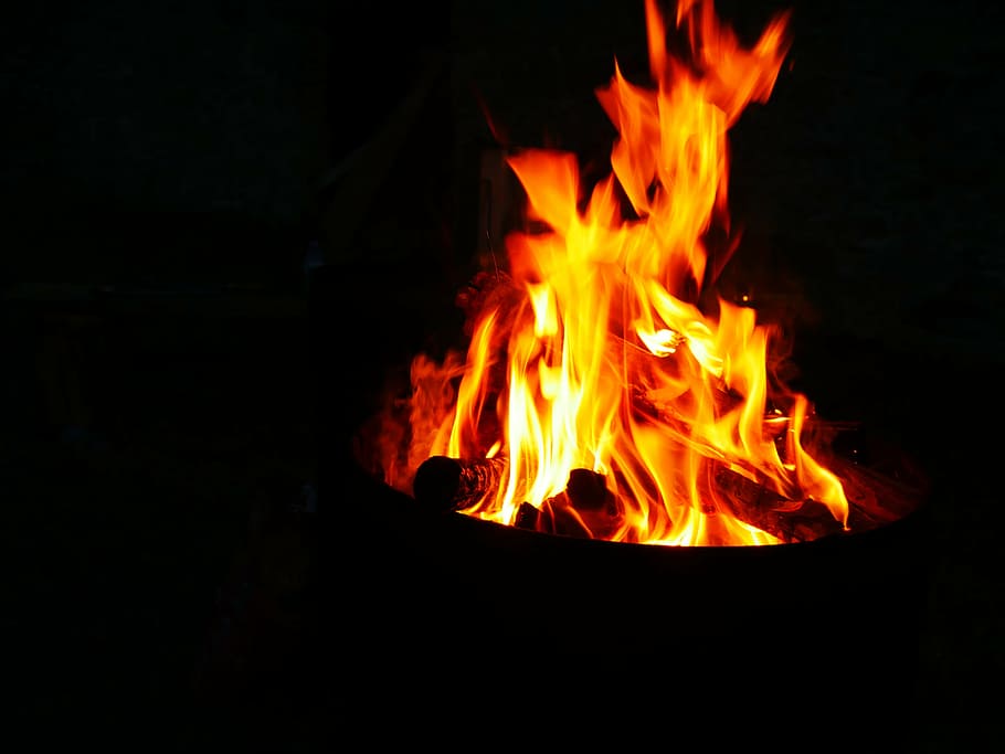 fire, flame, flames, heat, glow, hot, light, dark, warm up HD wallpaper