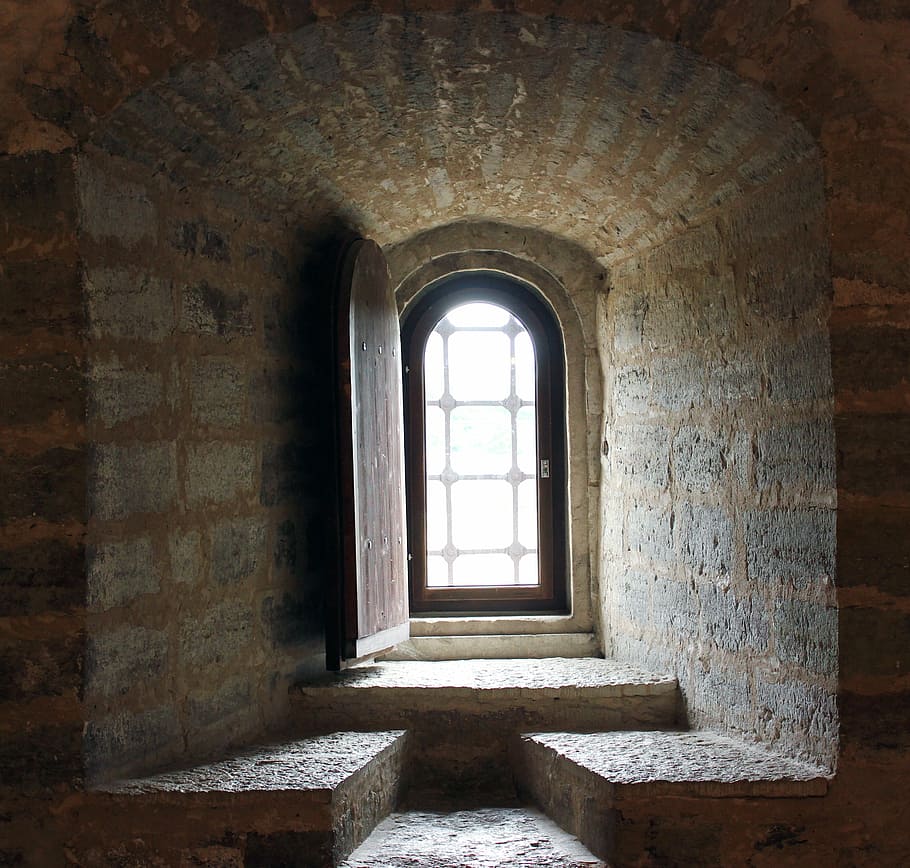 opened glass window, castle, vintage, wall, masonry, architecture HD wallpaper