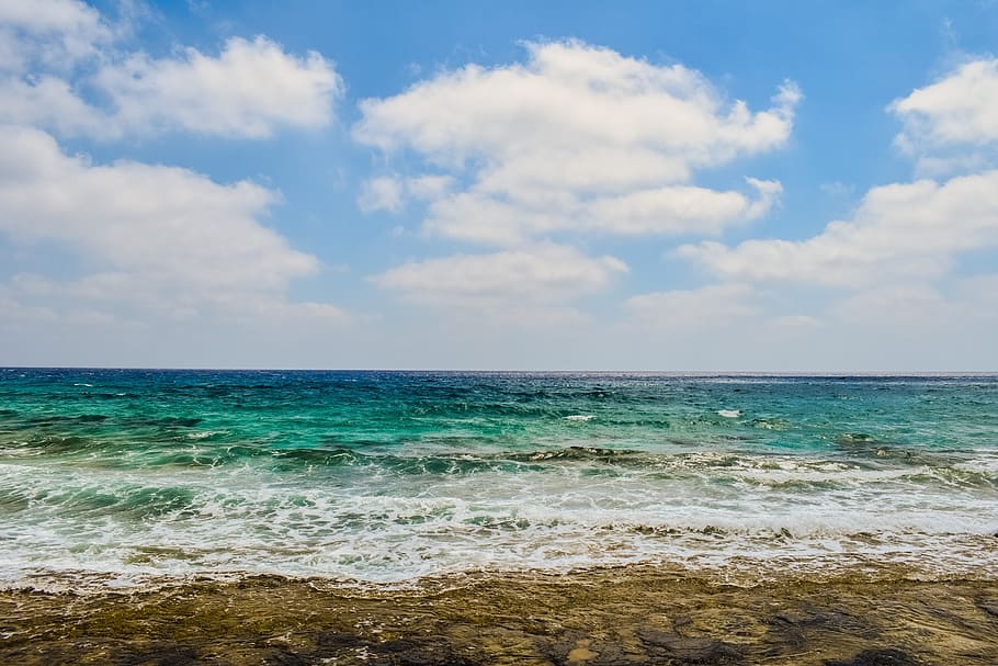 sea, sky, clouds, horizon, coast, landscape, nature, seascape HD wallpaper