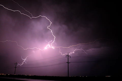 lightning on sky, storm, clouds, weather, thunder, nature, electricity HD wallpaper