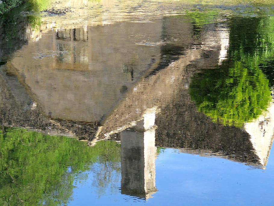 architecture, old house, reflection, water, england, great britain HD wallpaper