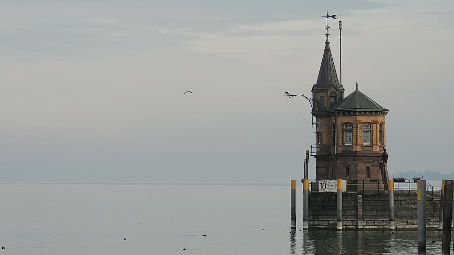 bodensee, lake, water, nature, tower, built structure, architecture HD wallpaper