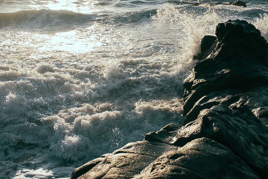 ocean, sea, waves, coast, rocks, water, motion, solid, rock - object HD wallpaper