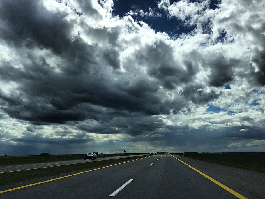 M1, Belarus, Road, cloud - sky, storm, dramatic sky, highway HD wallpaper