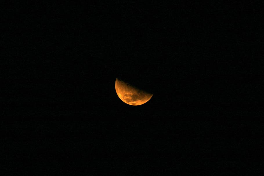 dark, night, space, half, moon, sky, astronomy, beauty in nature HD wallpaper