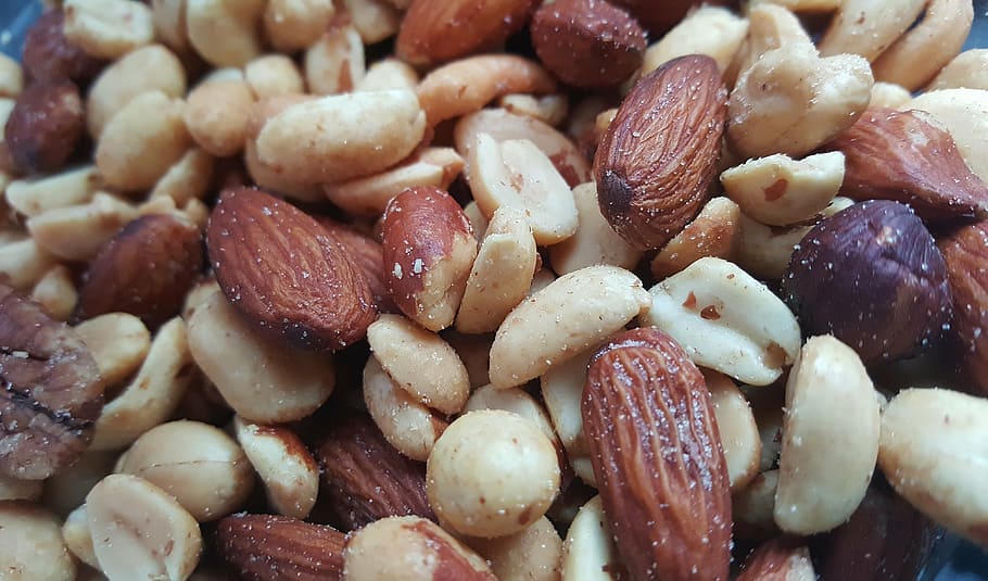 almond and peanuts, mixed nuts, food, assorted, almonds, snack, HD wallpaper