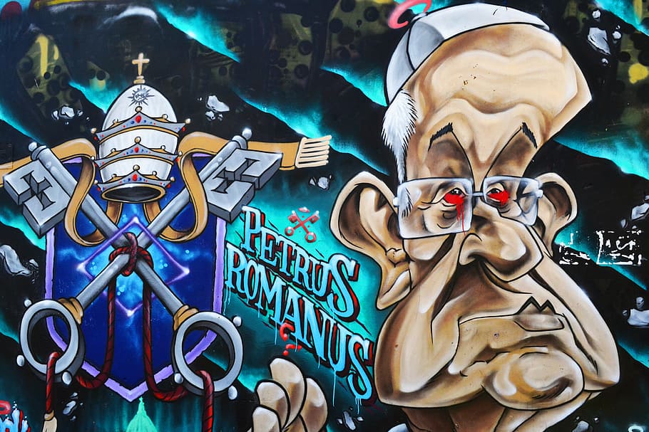 graffiti, one, pope, funny, one man only, only men, adult, people HD wallpaper
