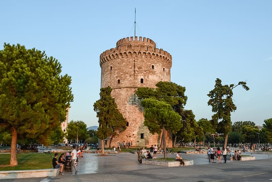 greece, thessaloniki, white tower, fortification, architecture