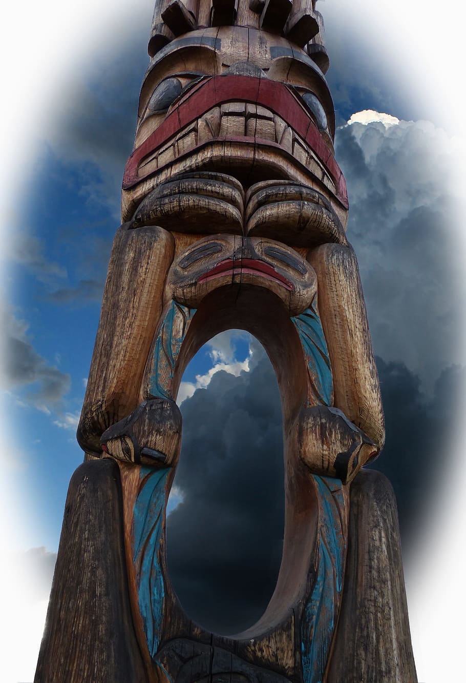 Totem Pole, Grunge, Wooden, wooden pole, native art, symbol, HD wallpaper