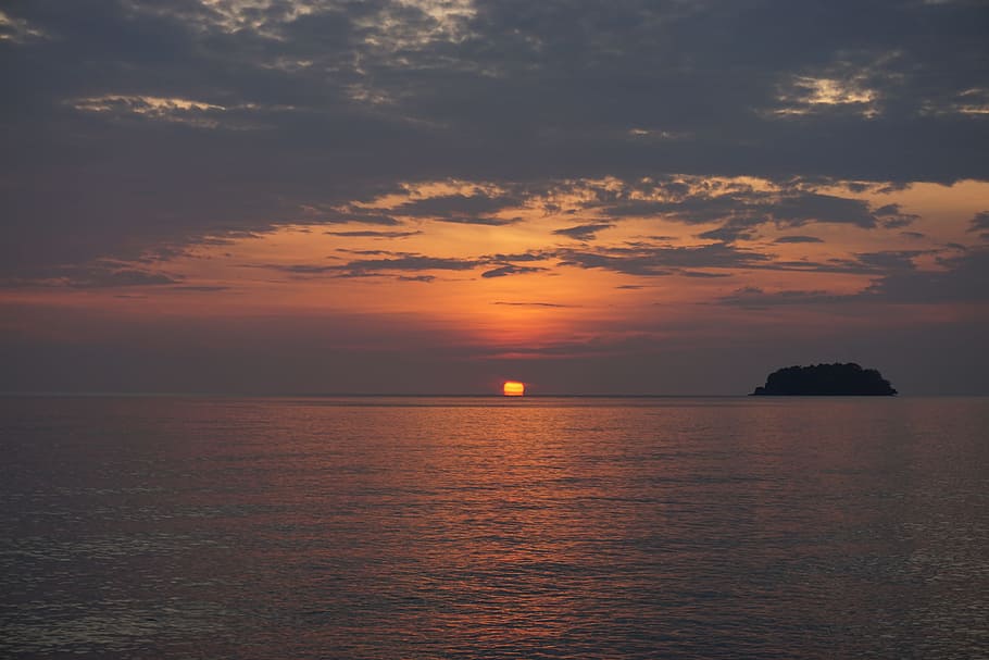 Sunset, Clouds, Thailand, Sea, sky, twilight, evening, abendstimmung HD wallpaper