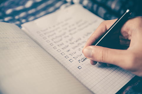 photo of person writing on notebook, checklist, goals, box HD wallpaper
