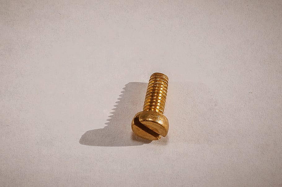 Screw, Brass, Metal, studio shot, no people, white background HD wallpaper