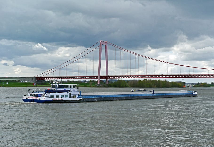 Niederrhein, Shipping, Suspension Bridge, emmerich, 500 meter, HD wallpaper
