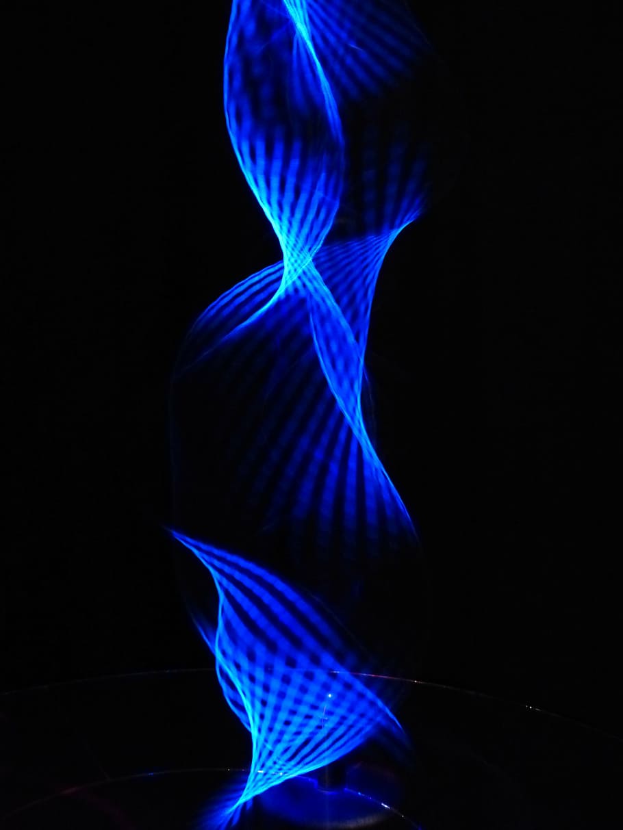 blue wall decor, lichtspiel, optics, light column, physics HD wallpaper