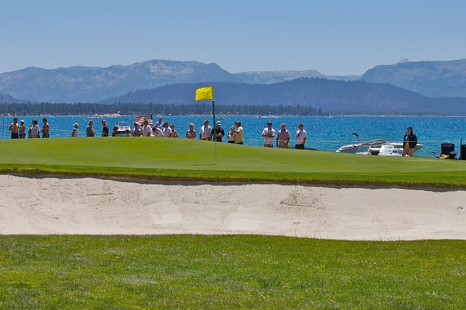 HD wallpaper: golf, tahoe, lake, crowd, group of people, grass, large ...