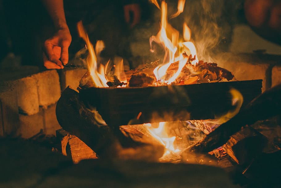 time lapse photography of burning firewoods, bonfire during night HD wallpaper