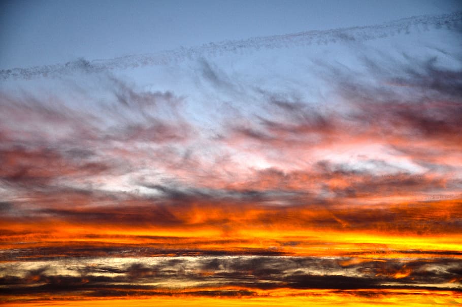 sky, clouds, sunset, red, nature, cloudy sky, twilight, celajes HD wallpaper