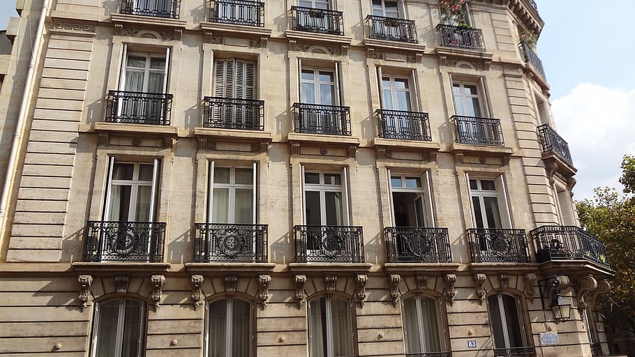facade, windows, building, paris, building exterior, built structure HD wallpaper