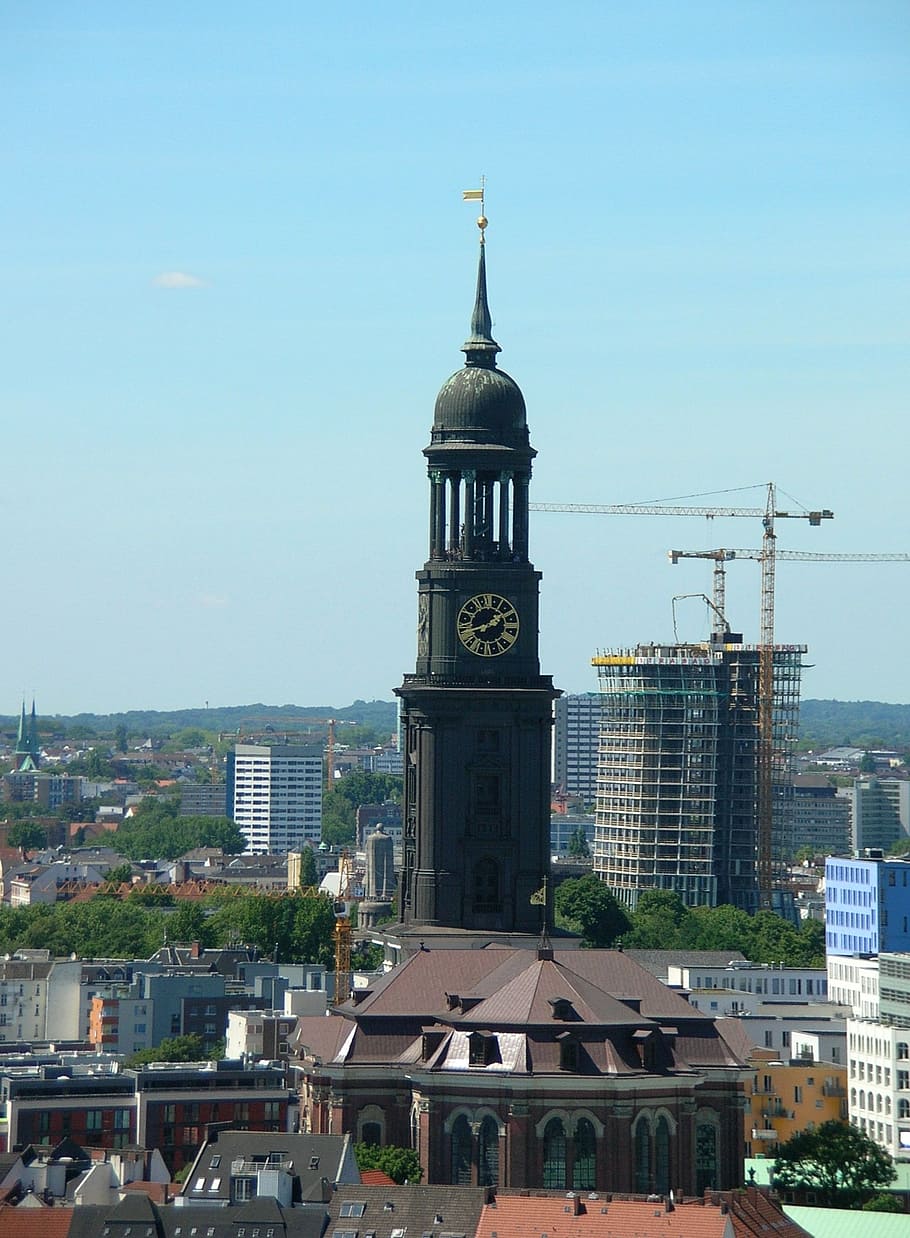 hamburg, st michaelis, church, dom, architecture, steeple, elbe HD wallpaper