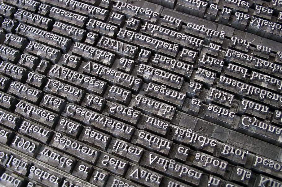 closeup photo of text encarved panel, font, lead set, book printing, HD wallpaper