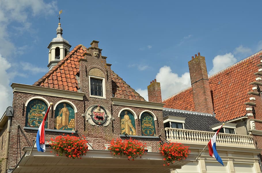 facade, waag, roads, facing brick, decoration, cheese market HD wallpaper
