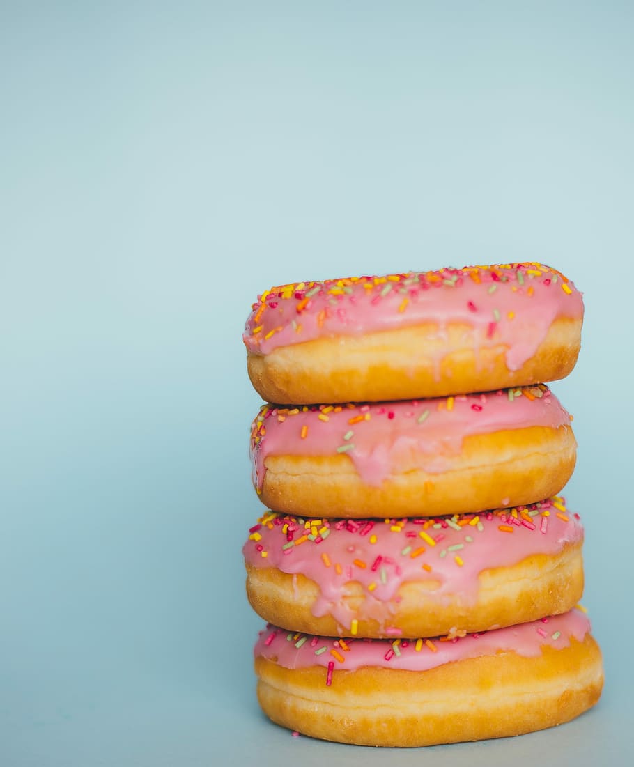 Sweet donuts, bake, baked, baking, cake, cookie, cookies, pink, HD wallpaper