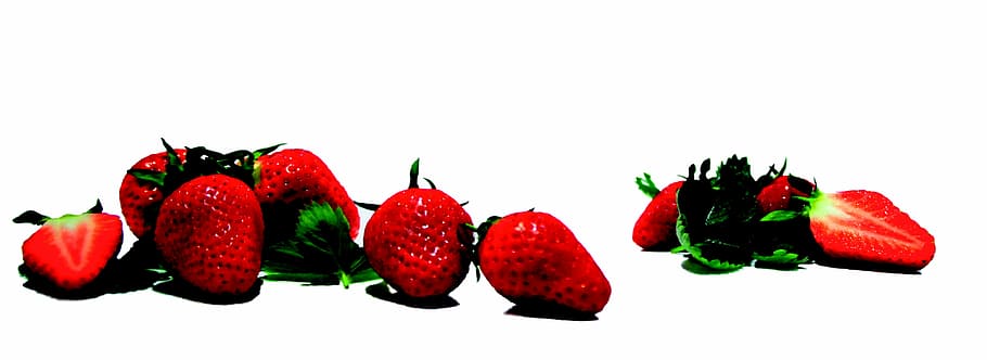 Fruity, Strawberries, Sweet, white background, cut out, red HD wallpaper