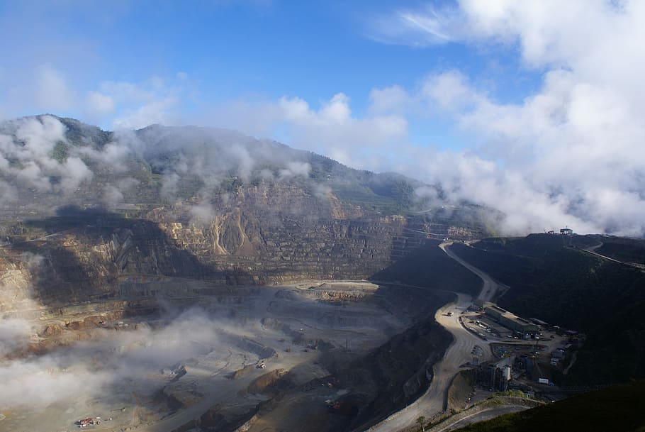 sky, panoramic, remote, industry, mine, cloud - sky, environment HD wallpaper
