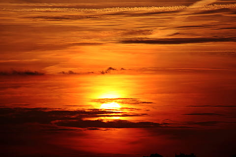 sunset, clouds, dark clouds, abendstimmung, sky, setting sun HD wallpaper