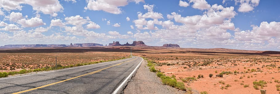 panorama, usa, clouds, sky, road, landscape, environment, cloud - sky HD wallpaper