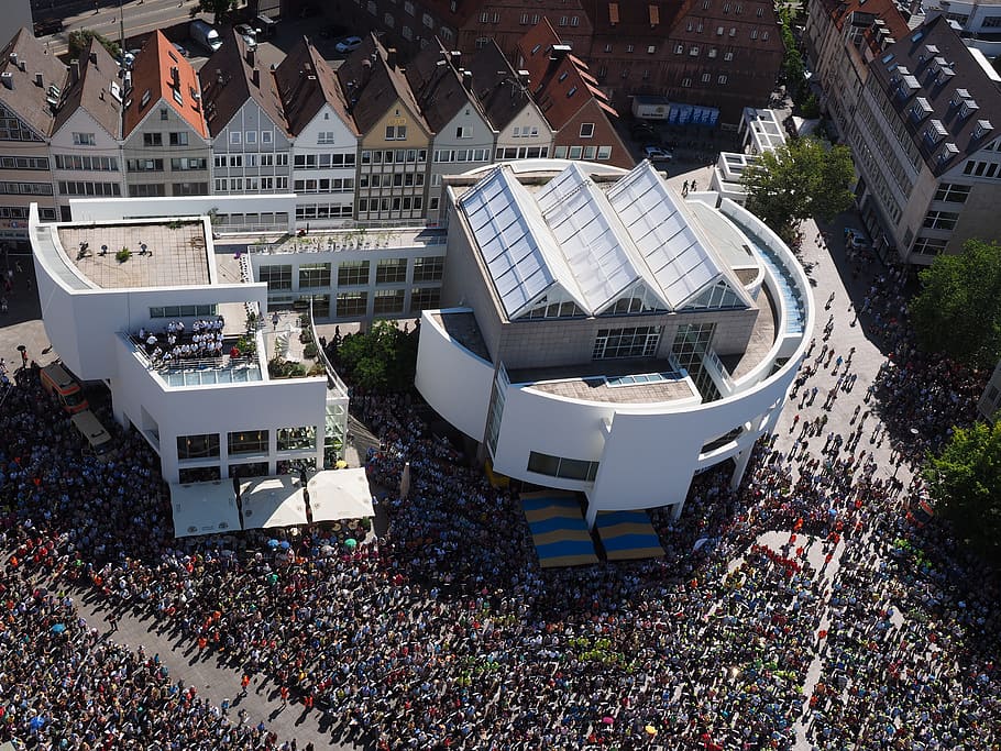 human, crowds, collection, people, group, ulm, cathedral square