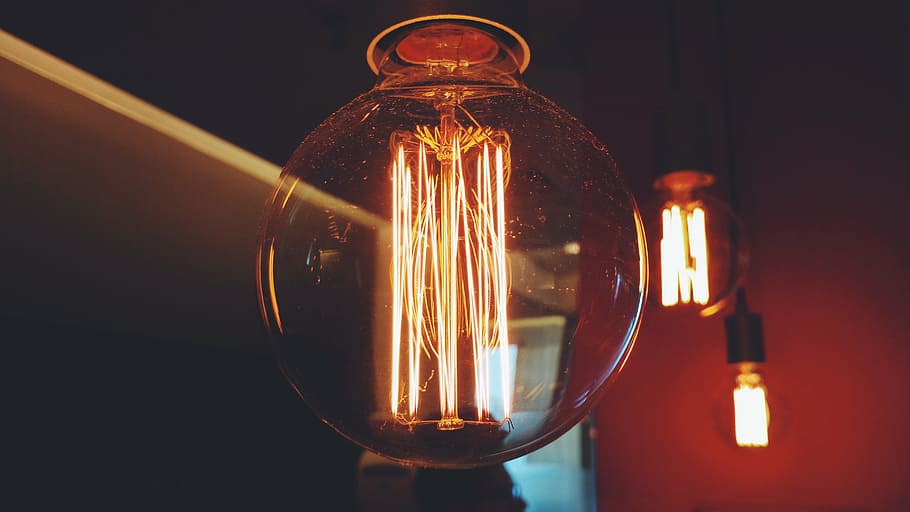 bulb glass photography, light, spark, restaurant, circle, round HD wallpaper