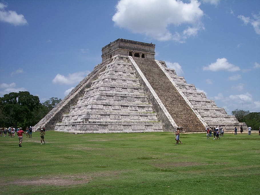 gray concrete landmark, mayan, ancient, mexico, temple, stone