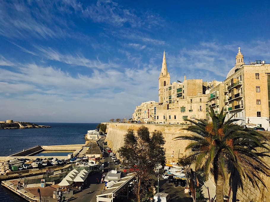 La Valette, Malta, Architecture, building exterior, city, palm tree HD wallpaper