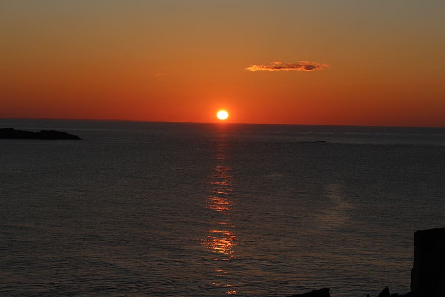 sunset, setting, sea, idyll, roma table, canada, atlantic, atlantikkanda HD wallpaper