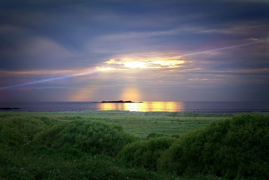 sun, nature, sunset, dawn, schönwetter, sky, landscape, horizon HD wallpaper