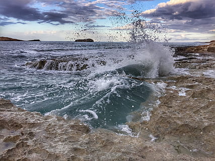 Sea, Cyrene, Libya, nature, water, wave, landscape, blue, scenics HD wallpaper
