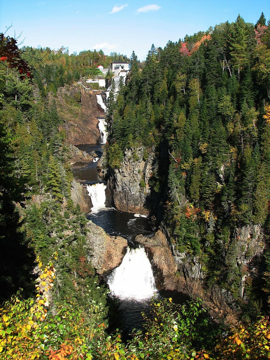 fall, colors, waterfall, autumn, nature, foliage, sept chutes HD wallpaper