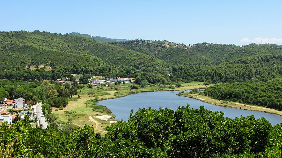 Greece, Skiathos, Biotope, strofylia, lagoon, forest, island HD wallpaper