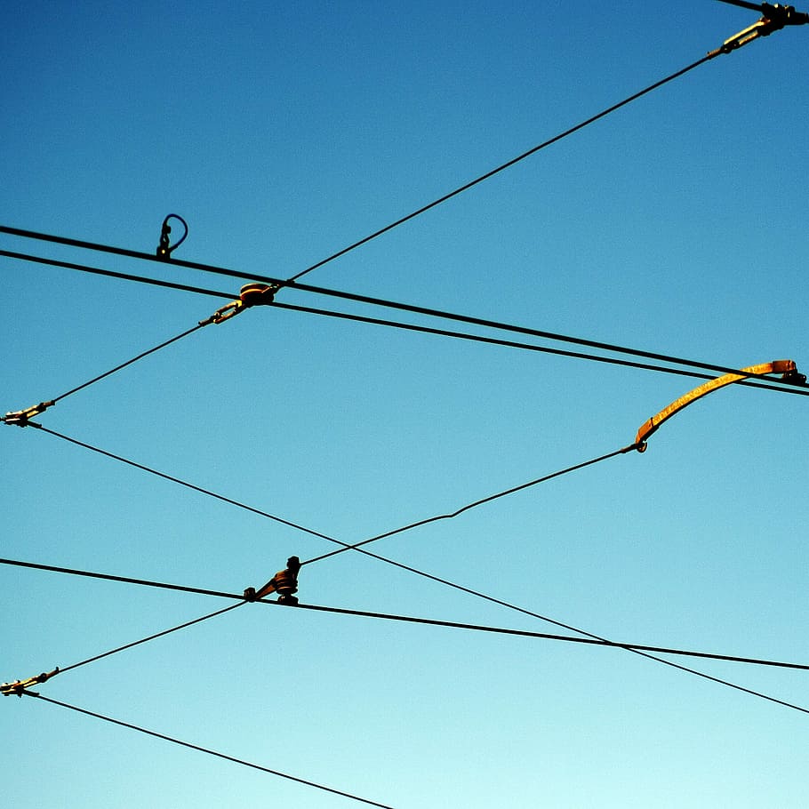 Upper, Power Lines, Wires, upper lines, networked, tram, cable HD wallpaper