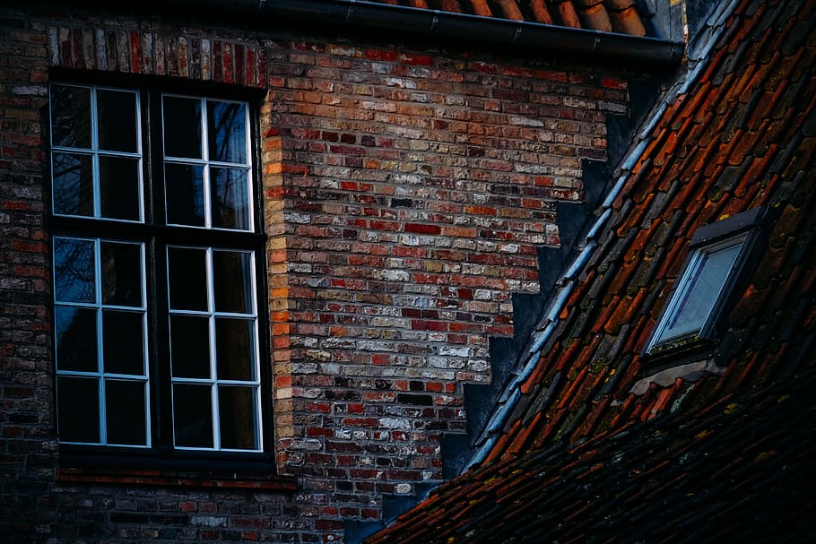 Black Steel Framed Glass Window, architecture, brick, brickwall HD wallpaper