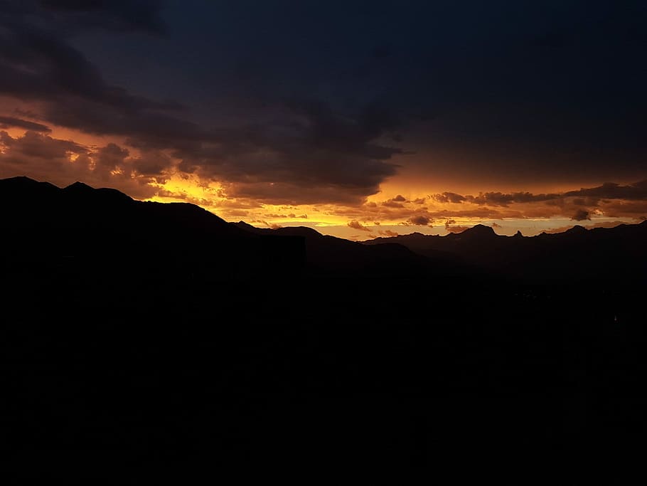 Sunrise, landscape photography of mountain range during golden hour HD wallpaper