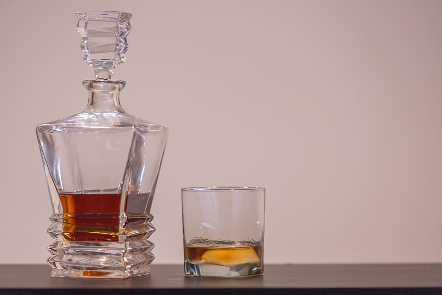 scotch, drink, glass, whisky, liquor, ice, bottle, drinking glass, HD wallpaper